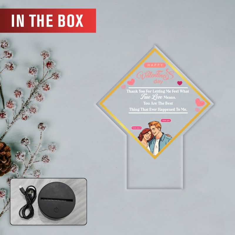 Couples Led Night Lamp Gift Item for Wedding, Anniversary, Birthday & Valentine's Day Romantic Gift for Couples Multicolored Light (Happy Valentines Gift)